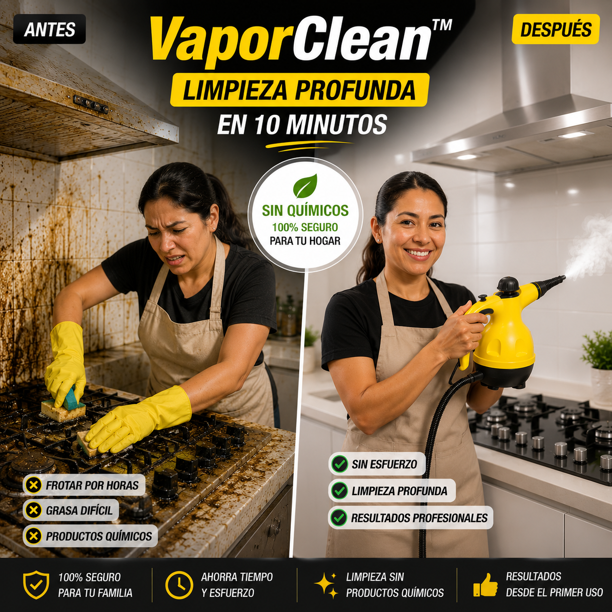 VaporClean™ - Limpieza Profunda en 10 minutos