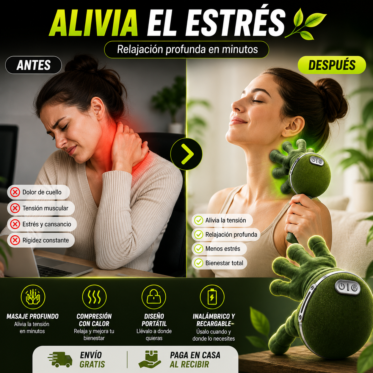 Masajeador Muscular de Alta Potencia Alivia el dolor y relaja tus músculos en pocos minutos, desde la comodidad de tu hogar.